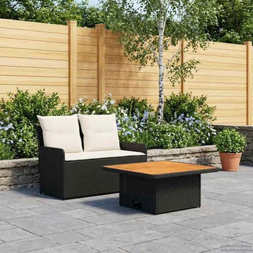 vidaXL Tuin Armleuning Sofa met Opklapbare Tafel 2 Stuk, Verzenden, Nieuw