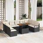 vidaXL Tuinbank Set met kussen 10 pcs Zwart en Crème, Verzenden, Nieuw