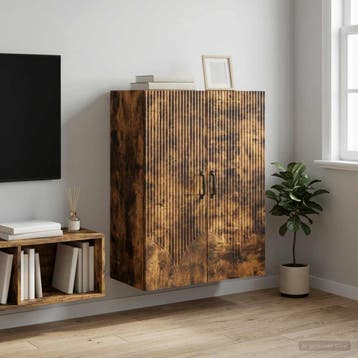 vidaXL Wandkast 66 x 34,5 x 90 cm Bewerkt hout Gerookt eiken, Huis en Inrichting, Kasten | Overige, Verzenden, Nieuw