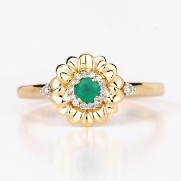Zonder minimumprijs - Ring - 14 karaat Geel goud - 0.21ct.
