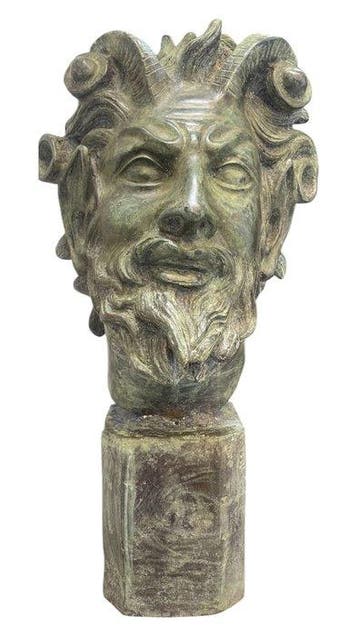 sculptuur, Testa di Fauno - 42 cm - Gips
