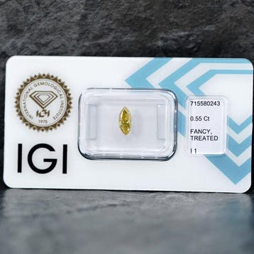 1 pcs Diamant (Kleurbehandeld) - 0.55 ct - Markies - Fancy, Nieuw