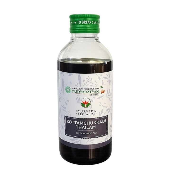 Kottamchukkadi Thailam (Olie) 200 ml - Vaidyaratnam, Sports & Fitness, Produits de santé, Wellness & Bien-être, Enlèvement ou Envoi