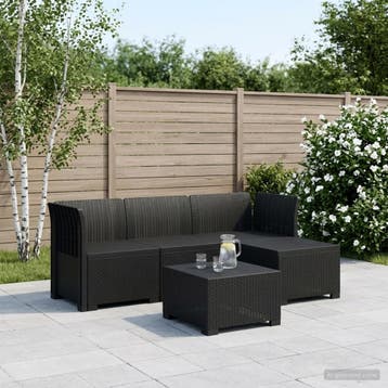 vidaXL 4-Zitter Tuin Sofa Rattan Look PP Antraciet, Verzenden, Nieuw