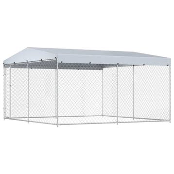 vidaXL Hondenkennel voor buiten met dak 382x382x225 cm, Verzenden, Nieuw