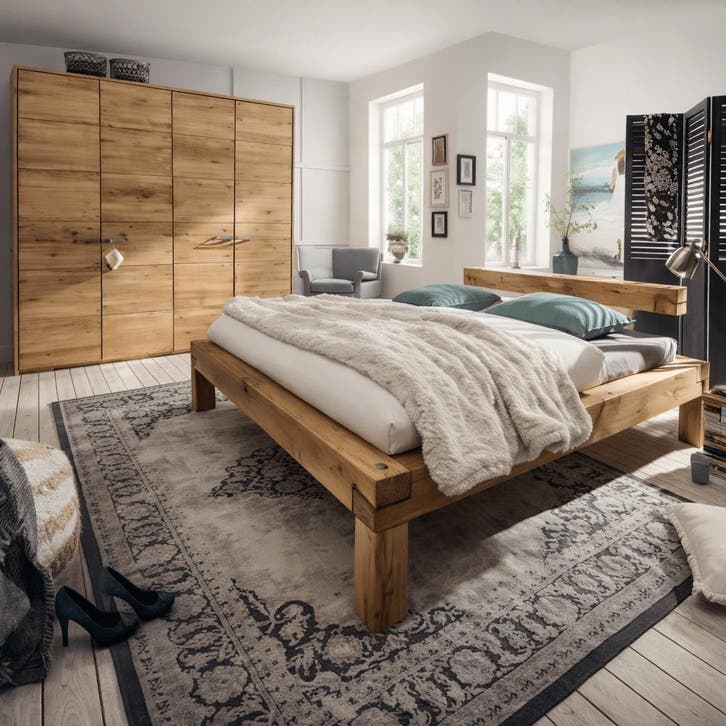 TPT Möbel Woodmont Massief Houten Balkenbed - 180 x 210, Maison & Meubles, Chambre à coucher | Lits