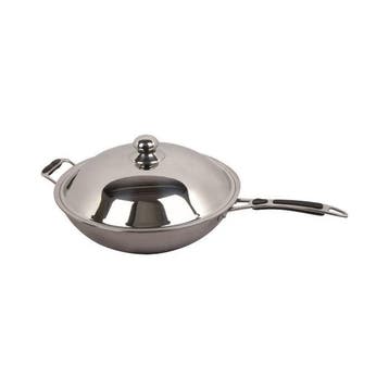 Wokpan | RVS | Div. Warmtebronnen | Ronde Bodem | Incl., Verzenden