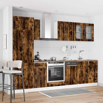 vidaXL 8-delige Keukenkastenset Lucca bewerkt hout gerookt, Verzenden, Nieuw
