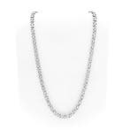 Zilveren robuuste platte koningsschakel ketting, Handtassen en Accessoires, Kettingen, Ophalen of Verzenden, Gebruikt, Overige kleuren