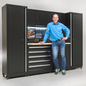 Datona Werkbank 160 cm met bovenkast en twee zijkasten -, Doe-het-zelf en Bouw, Werkbanken, Ophalen of Verzenden, Nieuw