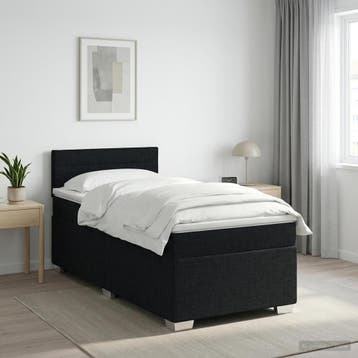 vidaXL Boxspringbed met matras met hoofdeinde Zwart 90 x 200, Verzenden