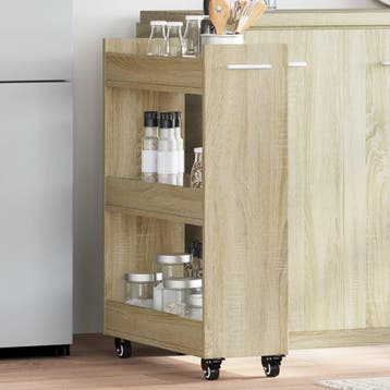 vidaXL Kast met wieltjes 60x22x79 bewerkt hout sonoma, Huis en Inrichting, Verzenden, Nieuw