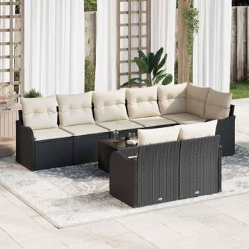 vidaXL Tuinbank Set Zwart poly rattan, Tuin en Terras, Verzenden, Nieuw