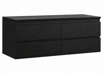 Wastafelkast Angela 140 x 48 cm Zwart Hout Wastafelmeubel, Verzenden, Nieuw