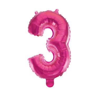 Folie Ballon Cijfer 3 Roze 41cm met Rietje, Verzenden, Nieuw