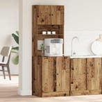 vidaXL Keukenbuffet met plank 2 pcs Oudhout 60 x 50 x 180 cm, Huis en Inrichting, Kasten | Overige, Verzenden, Nieuw