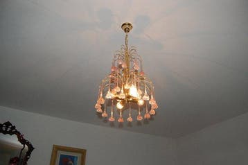 Kroonluchter - Muranoglas, Messing en verguld ijzer -