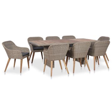 vidaXL 9-delige Tuinset met kussens poly rattan zwart, Tuin en Terras, Verzenden, Nieuw, Tuinset