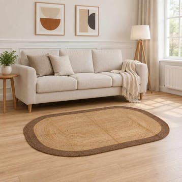 vidaXL Gebied Tapijt Grijs 100 x 152 cm Jute, Maison & Meubles, Verzenden