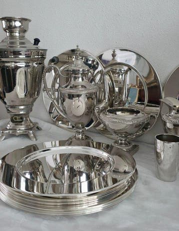 Tafelservies (17) - Verzilverd, Zilver - Interessante