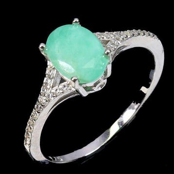Sans prix de réserve - Bague Argent Émeraude, Bijoux, Sacs & Beauté, Bagues
