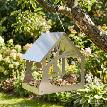 vidaXL Hangend vogelvoederhuisje Roestvrij staal zilver, Verzenden, Nieuw