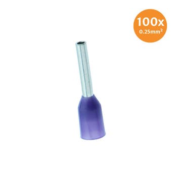 Adereindhuls Geïsoleerd 0,25mm² Paars 100 stuks, Ophalen of Verzenden