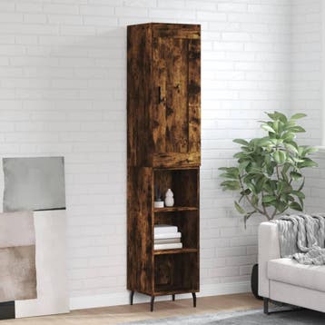 vidaXL Hoge kast 34,5x34x180 cm bewerkt hout gerookt, Verzenden, Nieuw
