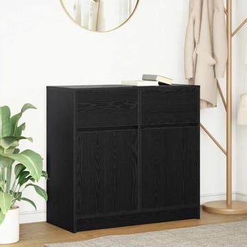 vidaXL Dressoir met lade 80x34x76 cm spaanplaat zwart, Verzenden