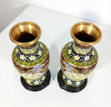 Vaas - Klassieke cloisonné vazen - Messing, cloisonné