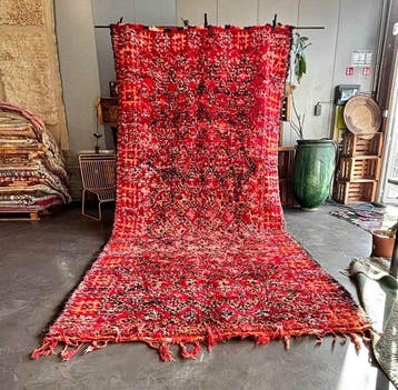 Groot vintage Marokkaans Boujad Tapijt – Handgemaakt