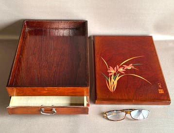 Aizu-nuri Lacquered Letter Box () with Makie Orchid