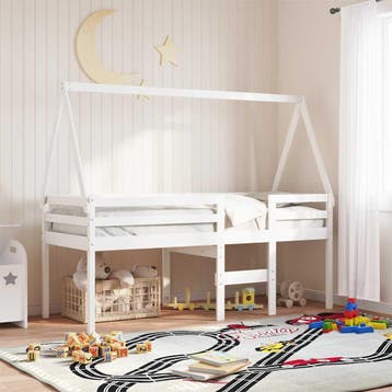 vidaXL Kinderbedhuisje 199x80,5x88 cm massief grenenhout wit, Verzenden