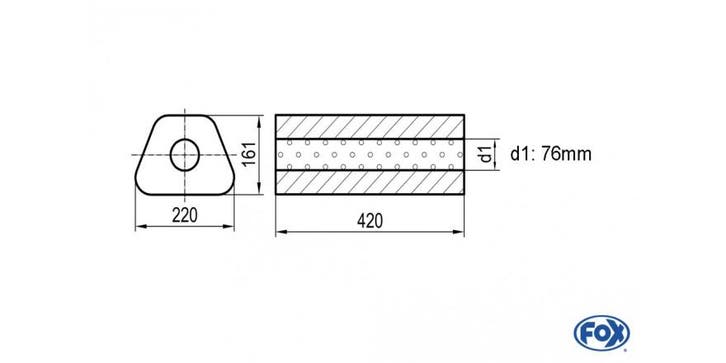 FOX Uni-geluiddemper trapezium zonder mof - verwerking 644 2, Autos : Pièces & Accessoires, Systèmes d'échappement, Envoi