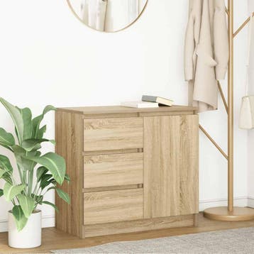 vidaXL Dressoir met lade 71x35x65 cm spaanplaat sonoma, Verzenden