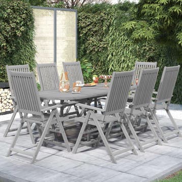 vidaXL 9-delige Tuinset massief acaciahout, Tuin en Terras, Tuinsets en Loungesets, Verzenden, Nieuw, Tuinset