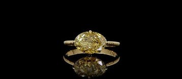 Ring - 14 karaat Geel goud - 3.03ct. tw. Geel Diamant (Fancy