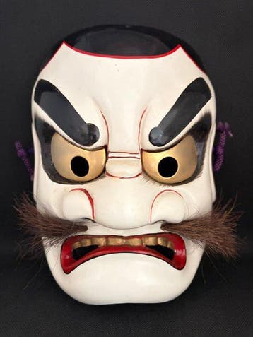 Noh masker - Droge lak, traditionele Japanse Kagura-masker –, Antiek en Kunst