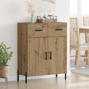 vidaXL Dressoir Artisan Eiken 69,5 x 34 x 90 cm Bewerkt hout, Verzenden