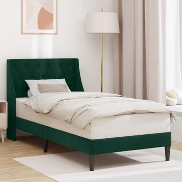 vidaXL Bedframe met hoofdeinde Donkergroen 100 x 200 cm, Verzenden