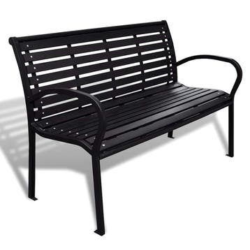vidaXL Tuinbank 125 cm staal en HKC zwart, Verzenden, Nieuw