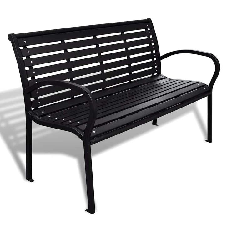 vidaXL Tuinbank 125 cm staal en HKC zwart, Tuin en Terras, Tuinsets en Loungesets, Nieuw, Verzenden