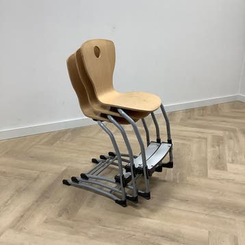 schoolstoel / leerlingstoel met voetenplank, VS Level76-LuPo, Huis en Inrichting, Gebruikt, Grijs, Hout, Eén