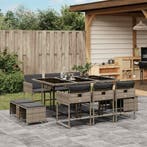 vidaXL 11-delige Tuinset met kussens poly rattan grijs, Verzenden, Nieuw, Tuinset