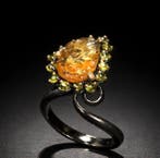 925 zilver - 10 ct citrien - peridoot - Ring