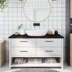 vidaXL Wastafelblad 140x60x(2-4) cm behandeld massief hout, Huis en Inrichting, Keuken | Keukenelementen, Verzenden, Nieuw