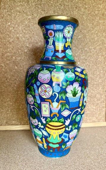 Vaas - Messing - China - Cloisonné emaille-vaas