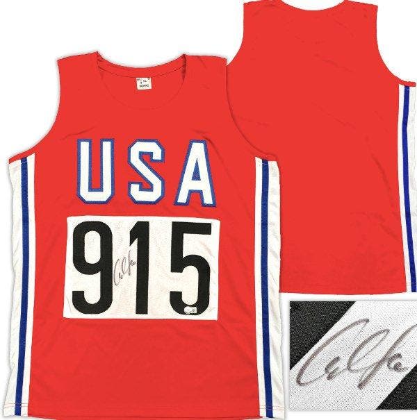 U.S.A - Atletiek - Carl Lewis - Rood op maat gemaakt shirt -, Verzamelen, Overige Verzamelen