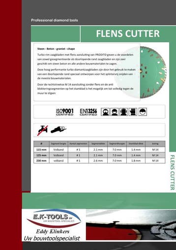 Diamantzaagblad-Flens Cutter: Steen-Beton-Graniet-Chape., Verzenden