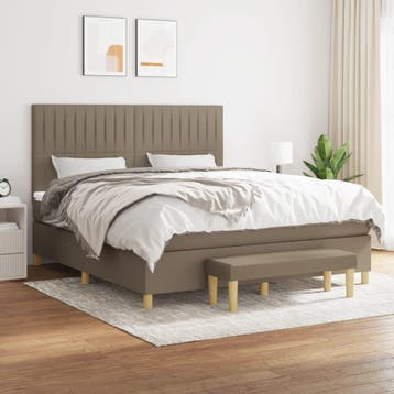 vidaXL Boxspring met matras stof taupe 180x200 cm, Verzenden